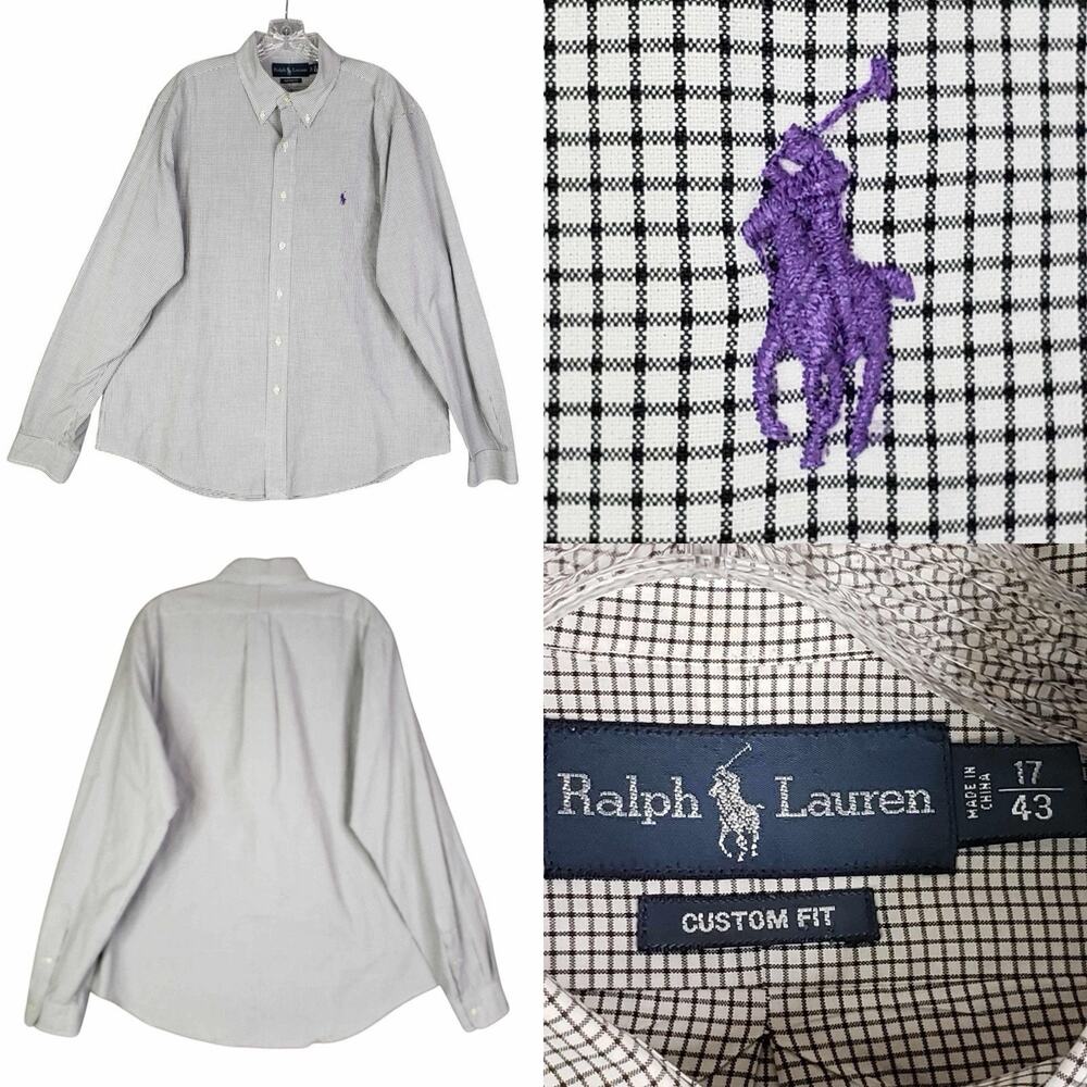 Polo Ralph Lauren Shirt Oxford Button Down Mens Size 17 Large Plaid LS